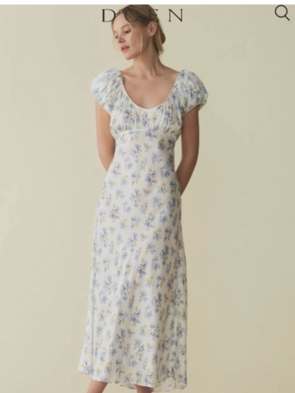 NWOT Doen Florencia Silk Midi Cottagecore Dress In Romantic Blue Floral Medium - Picture 4 of 15